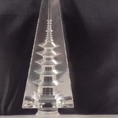 Vintage Cut Glass Stopper with Pagoda Design- Approx 7" Long
