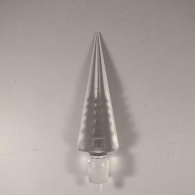 Vintage Cut Glass Stopper with Pagoda Design- Approx 7" Long