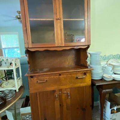 Vintage Wooden Step Back Cabinet