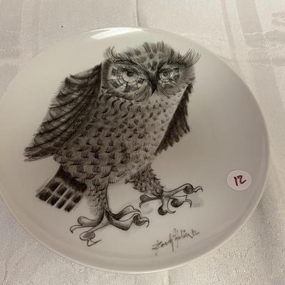 Haviland Limoges Decorative Owl Plate, signed