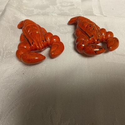 Vintage Tielsch Altwasser Porcelain Lobster Divided Serving Dish and Lobster Shakers