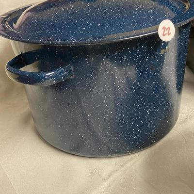 Assorted Enamelware and Metal Strainer