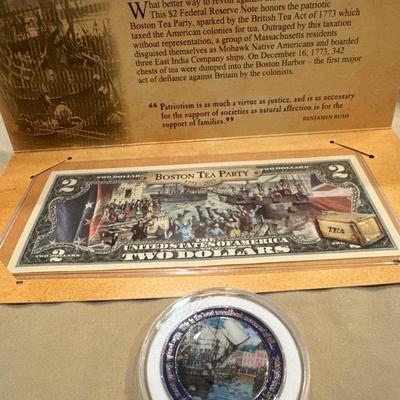 1773-2023 $2 FEDERAL RESERVE NOTE AND COIN HONORING THE 250th ANNIVERSARY OF THE BOSTON TEA PARTY