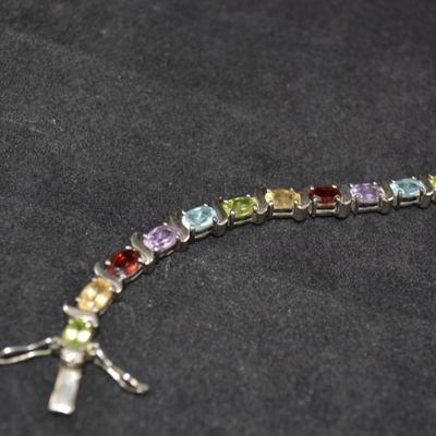 925 Sterling Tourmaline Tennis Bracelet 7