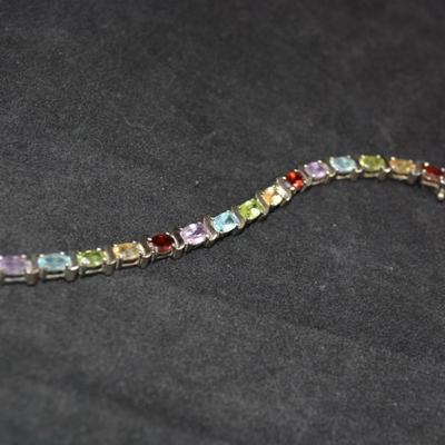 925 Sterling Tourmaline Tennis Bracelet 7