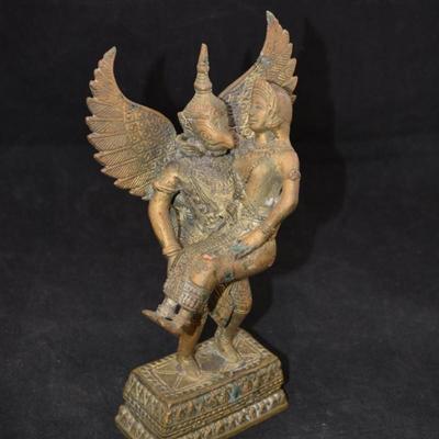 Garuda King of Birds Carrying Vishnu in Bronze 9.75