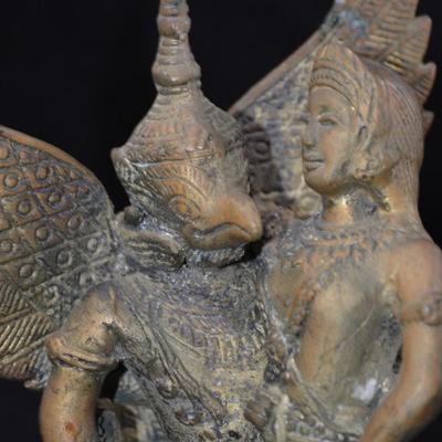 Garuda King of Birds Carrying Vishnu in Bronze 9.75