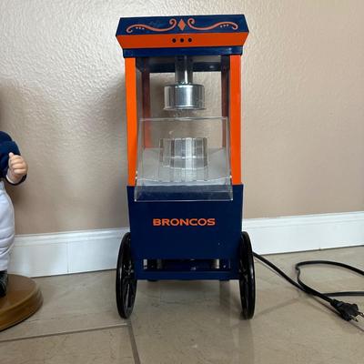 NOSTALGIA DENVER BRONCOS MINI POPCORN MAKER AND GEMMY ROCKIN RANDALL DANCING FIGURE