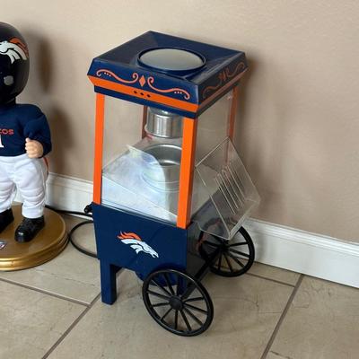 NOSTALGIA DENVER BRONCOS MINI POPCORN MAKER AND GEMMY ROCKIN RANDALL DANCING FIGURE