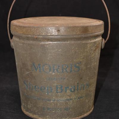 Antique Morris' 5lb. Sheep Brains Tin 6.25