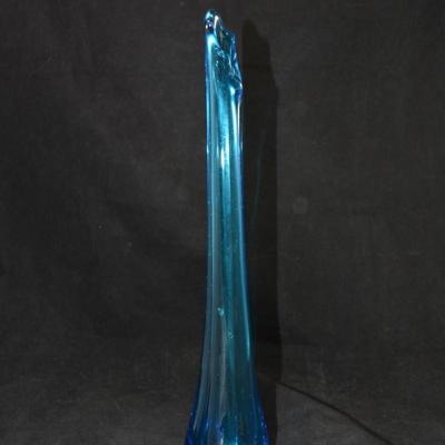 Beautiful Vintage Azure Slung Glass Vase 14