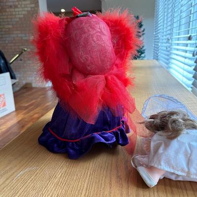 PRECIOUS MOMENTS DOLLS - RED HAT DIVINE DIVA AND BRIDE VINYL DOLLS
