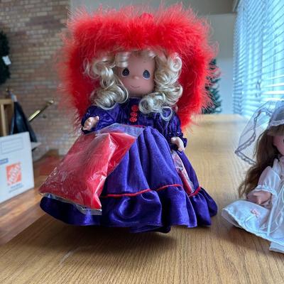 PRECIOUS MOMENTS DOLLS - RED HAT DIVINE DIVA AND BRIDE VINYL DOLLS