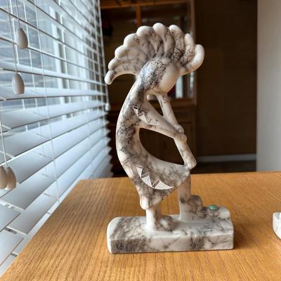 2 SIGNED HORSE HAIR KOKOPELLI STATUES