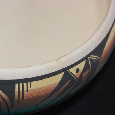 Vintage Navajo Low and Wide Bowl, Signed A.Ahkeah