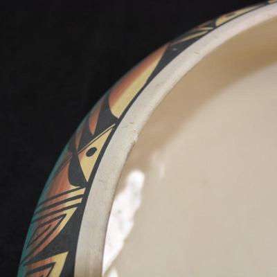 Vintage Navajo Low and Wide Bowl, Signed A.Ahkeah