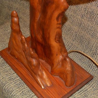 Beautiful Vintage Cypress Knees Lamp w/ Woven Wood Shade 26