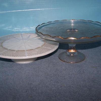 LOT 16 GREAT VINTAGE GLASS CAKE STANDS/PLATES