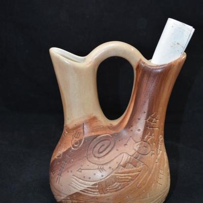 Navajo Brown Glaze Wedding Vase w/ Note 8.5