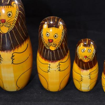Set of 4 Lion Nesting Dolls 5.75
