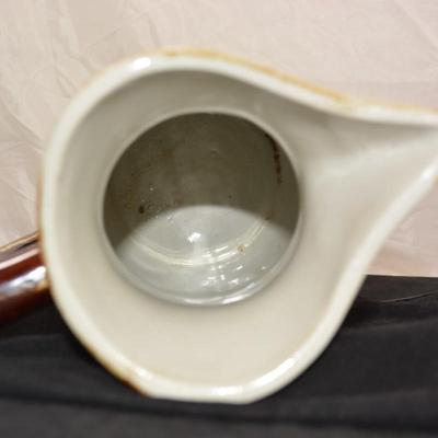 Vintage Glazed Ceramic Pitcher w/ Bamboo Motif, Taiwan 12.5