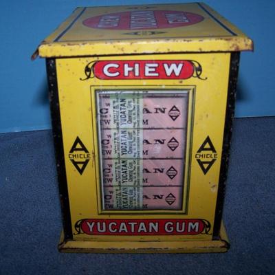 LOT 43 WONDERFUL 1917 YUCATAN GUM TIN STORE DISPLAY BOX