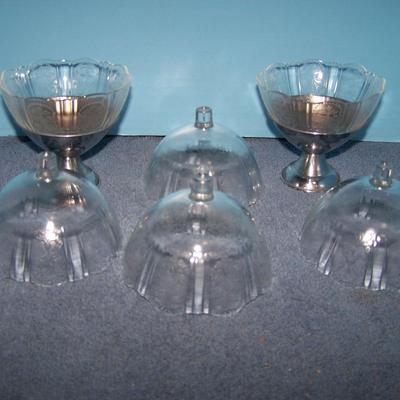LOT 48 LOVELY VINTAGE CRYSTAL AMERICAN SWEETHEART SHERBETS with 2 holders