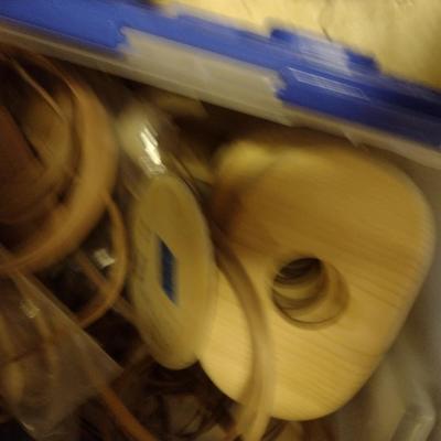 Collection of Basket Making Supplies- Reed, Wooden Bottoms, Handles, etc