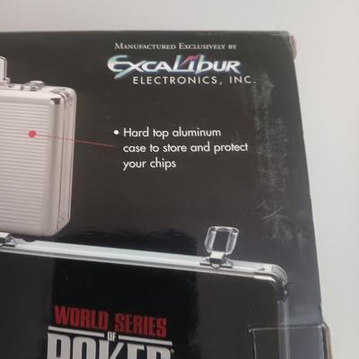 EXCALIBUR PROFESSIONAL 200 7.5 GRAM POKER CHIP SET PLUS DECKS OF CARDS AND THE GAME PIT