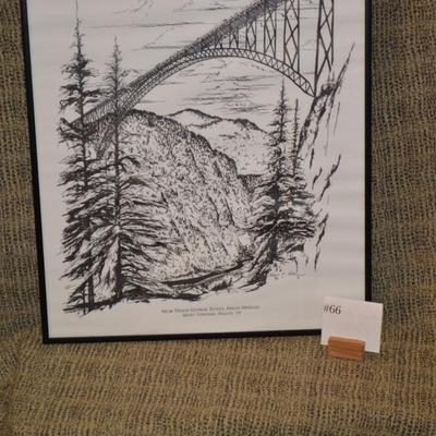 Framed Black and White Poster of the New River Gorge Steel Arch Bridge