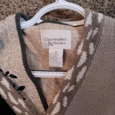 LADIES CHRISTOPHER & BANKS SWEATERS, SKIRTS AND A PAIR OF PANTS