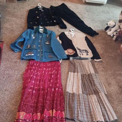 LADIES CHRISTOPHER & BANKS SWEATERS, SKIRTS AND A PAIR OF PANTS