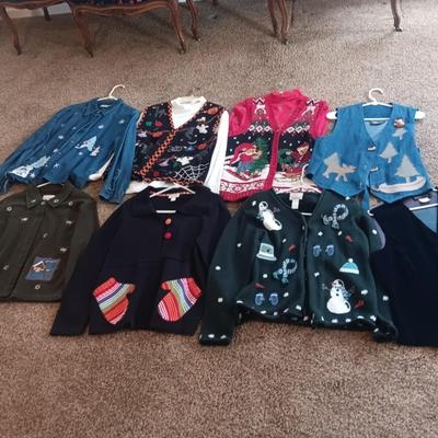 LADIES SWEATER & VESTS MOST ARE SIZE LARGE