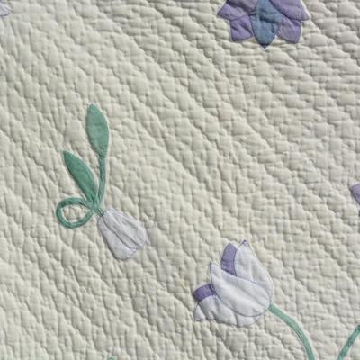 Stunning Mottled Floral Applique Finely Hand Stitched Quilt 90