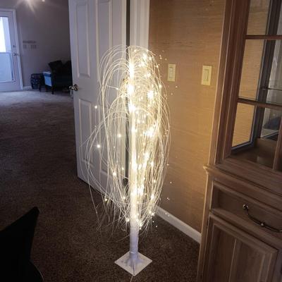 LIGHTED TREE, FLOOR FAN AND WALL HANGINGS
