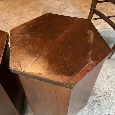 851 Pair of Vintage Pine Hexagon Stands