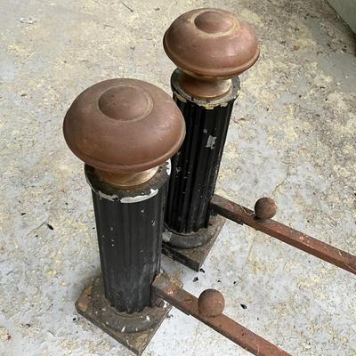 853 Vintage Column Brass Andirons