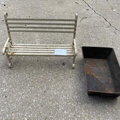 Vintage Doll Bench and Pan