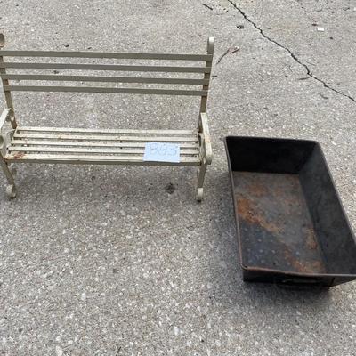 Vintage Doll Bench and Pan