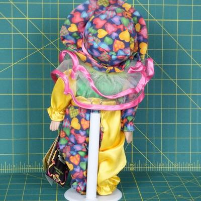 Collectible Fine Bisque Porcelain Clown on stand