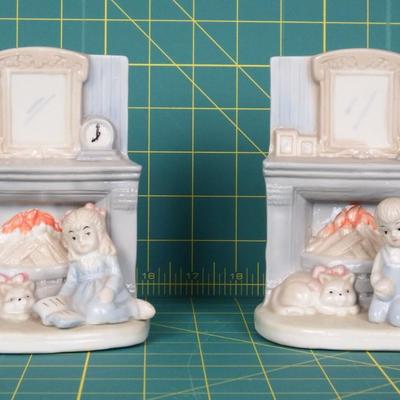 Girl & Boy Fireplace Bookends