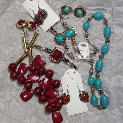 Turquoise & Ruby Red Jewelry