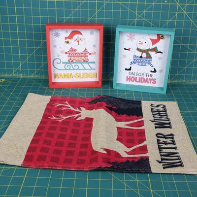 New Zen Christmas Signs & Burlap Flag Sign