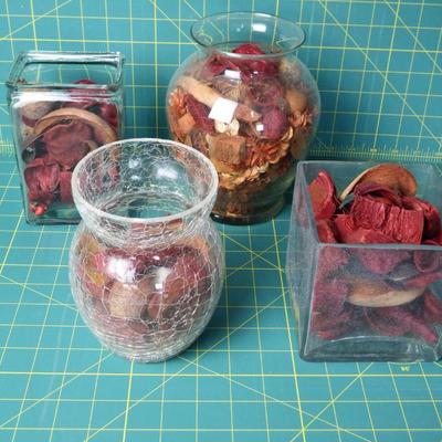 Vases full of potpourri pieces