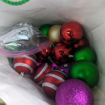 Santa with large Glitter signs & bag of ornaments