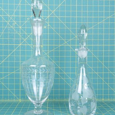 Vintage Glass Decanters with stoppers