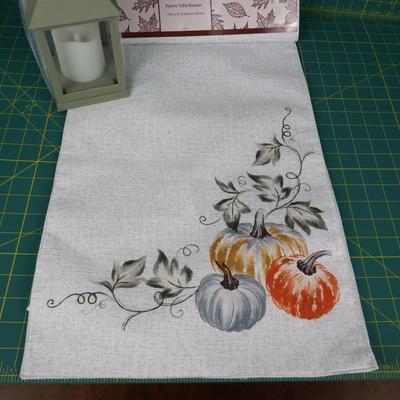 New Harvest Table Runner & Lantern