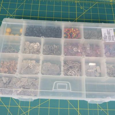 Container of Craft Beads & Charms