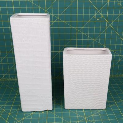 White Textured Vases