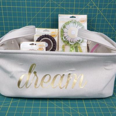 Large Canvas Basket with craft supplies